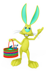 rabbit cartoon is holding an easter basket