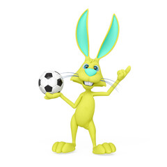 rabbit cartoon is holding a soccer ball