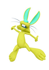 rabbit cartoon is jumping and happy