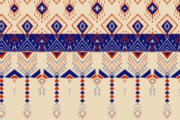 Beautiful seamless pattern handmade ikat art. folk embroidery and Mexican style. Aztec geometric art ornament print. photo  mandalas pattern and Background concept