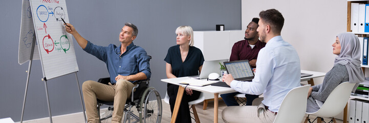 Disables Businessman Giving Presentation