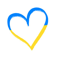 Vector illustration of flag of Ukraine in love heart shape isolated on white background. Blue and Yellow
