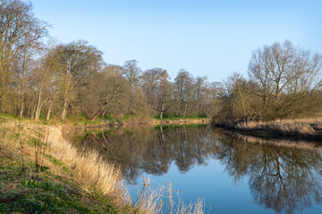 Fototapeta na wymiar The Teviot between Kelso and Jedburgh on a sunny winter's day