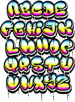 Bubble Graffiti Dripping font or alphabets street art urban art pop art typography lettering