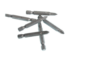 screwdriver set. a lot of screwdriver bits on a white background