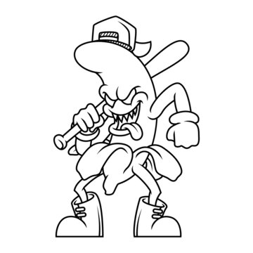 recommend clip art: coloring illustration of cartoon bad banana fruit