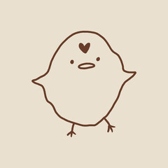 Cute Easter friendly baby chicken bird spring illustration in kawaii style