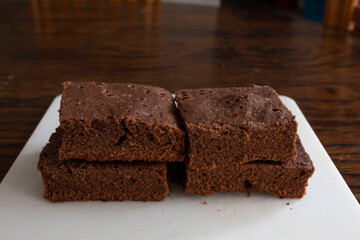 Fototapeta na wymiar Homemade brownies. Chocolate and cocoa sweet desserts