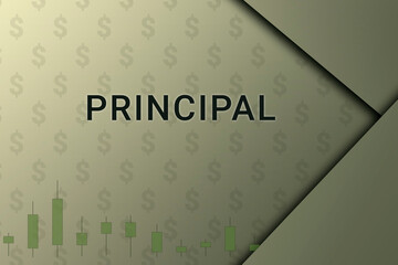principal  logo. Inscription principal . Background on an economic theme. Charts and dollar sign on a beige background. principal  text close up. Financial text.