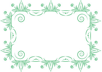 Monochrome green decorative ornate frame from abstract pattern. Ornamental retro vintage frame vector illustration with place for your text. EPS and jpg format.