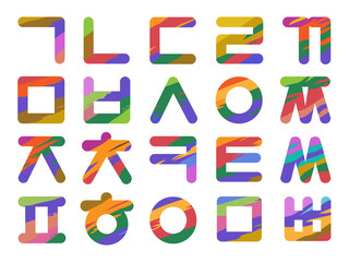 Korean alphabet graphic design source, 한글 자음,모음 디자인소스 - obrazy, fototapety, plakaty