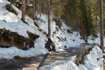 Hiking trail along the promenade in Davos in Switzerland