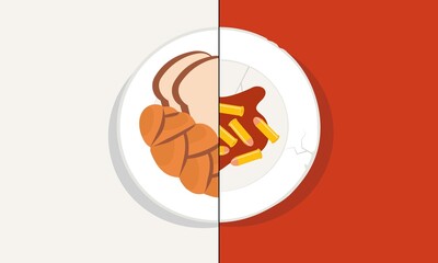 Concept Of Choices Between Food Or War.