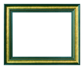 Antique gold and green frame isolated on the white background