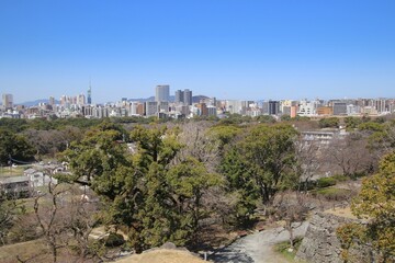 Fototapeta na wymiar 福岡城天守台から見た舞鶴公園