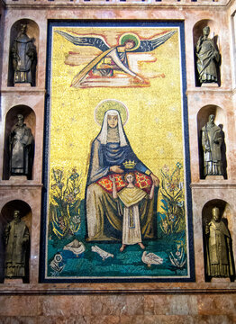 Sacred panel art inside Sao Paulo Metropolitan Cathedral (Catedral da Sé)