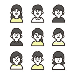 笑顔の人物アイコンセット　二色