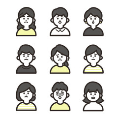 悲しい人物アイコンセット　二色