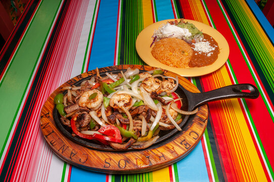 Mexican Shrimp Steak And Chicken Fajitas