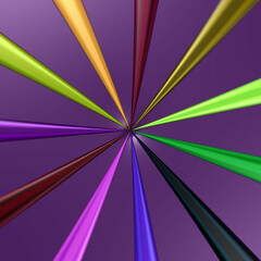 Colorful pipes spread out from the center to edge on the purple background