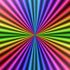 3d render rainbow-colored stripes spread out from center to edge