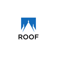 rooftop logo with classic house roof design concept and negative space vector