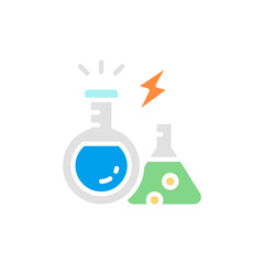 Obraz premium Vector lab equipment, chemical laboratory glass, test tube white line icon.