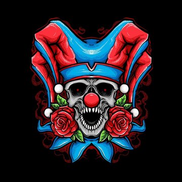 skull jester clown vector illustration
