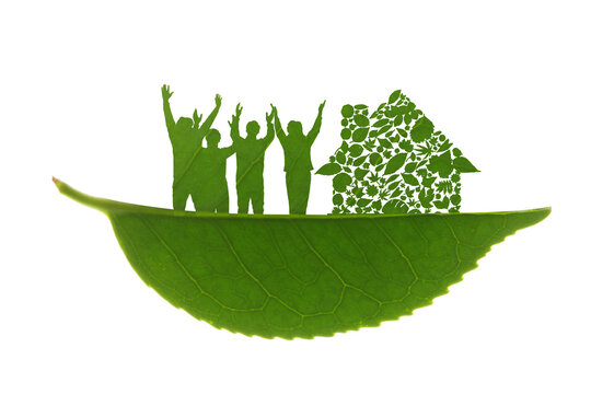 Green creative life for family and house Composite image