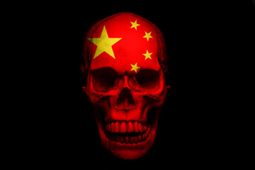 Skull with the flag of the State of China