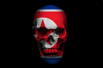 Skull with North Korea flag