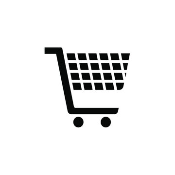 Shopping cart illustration vector isolated. Shopping stroller icon. Grocery icon map marker.