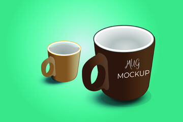 Mug mockup on brown background.