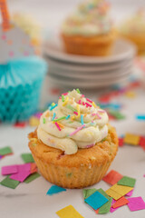 Selection of colorful cupcakes