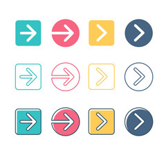Various arrow icon element template. Suitable for design element of infographic, app navigation, and arrow marker.