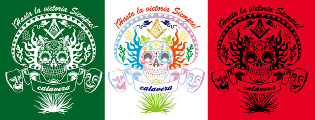 メキシコ死者の日を彩るカラベラデザインのベクター素材