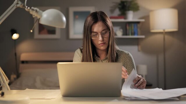 Crash at work. Overworked remote worker in home office tries to find right document as more pages fall from above. Overworked employee gets an extra task