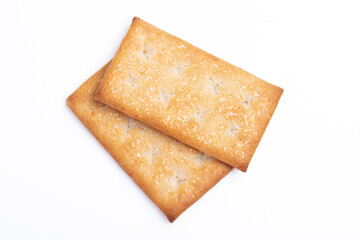 two crackers on a white background