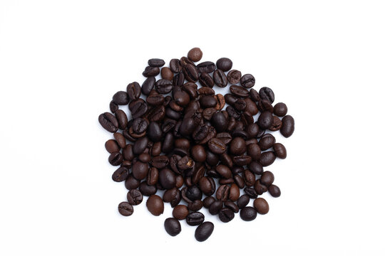 coffee beans background on white