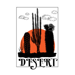 Desert vibes  t-shirt design, vintage illustration for t-shirt print design, background, label or sticker. Vector illustration.