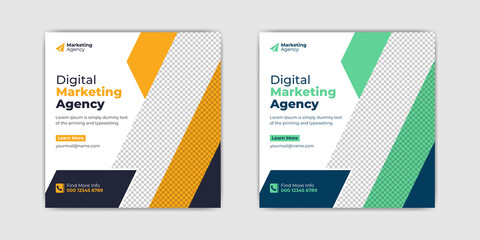 Business marketing social media post template or webinar social post