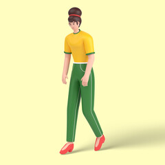 3d female character Suffer of Depression or Anxiety Problem Feel Frustrated Walking, looking sad