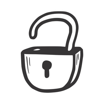 recommend clip art: Lock security doodle. Hand drawn doodle sketch style. Drawing line simple padlock icon. Isolated vector illustration.