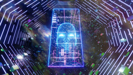 3D illustration Background for advertising and wallpaper in sci fi and technology innovation scene. 3D rendering in decorative concept.