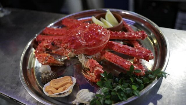 Giant King Crab dish presentation.