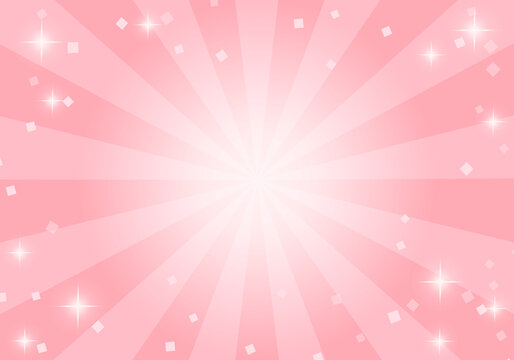 ピンク色の集中線とキラキラのベクターイラスト背景(放射,放射線,art,card)