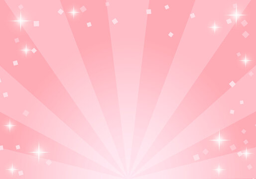 ピンク色の集中線とキラキラのベクターイラスト背景(放射,放射線,art,card)