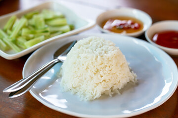 Hot jasmine rice has a mild aroma.