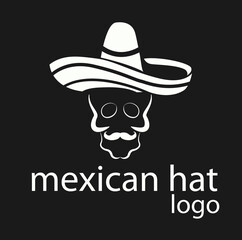 Creative Mexican Sombrero Mustache Head skull Traditional Logo Vector Design