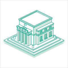 Building of Central Bank or Commercial Bank Isolated on White. Vector Illustration. - obrazy, fototapety, plakaty